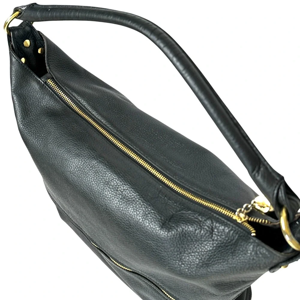Onna Ehrlich Handbag Kemi Hobo Pebbled Leather‎ Tassel Zip Black OS Boho Chic